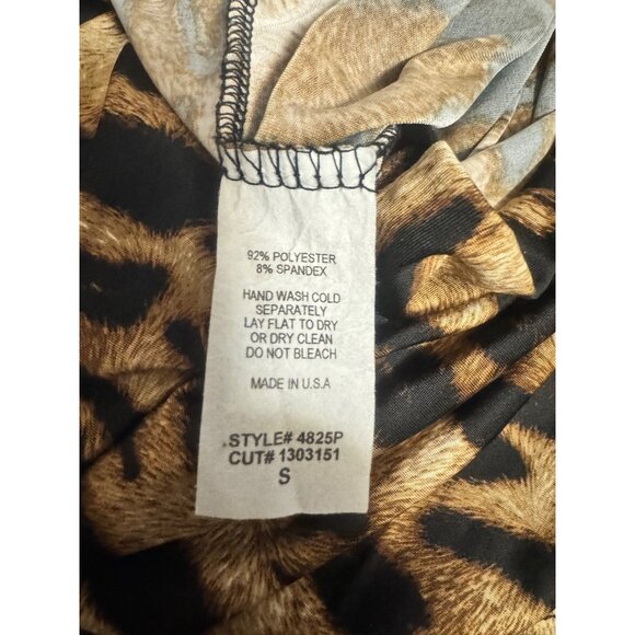 Women's Sabora Leopard Animal Print Peplum Accent Leggings Size Small - Picture 7 of 14